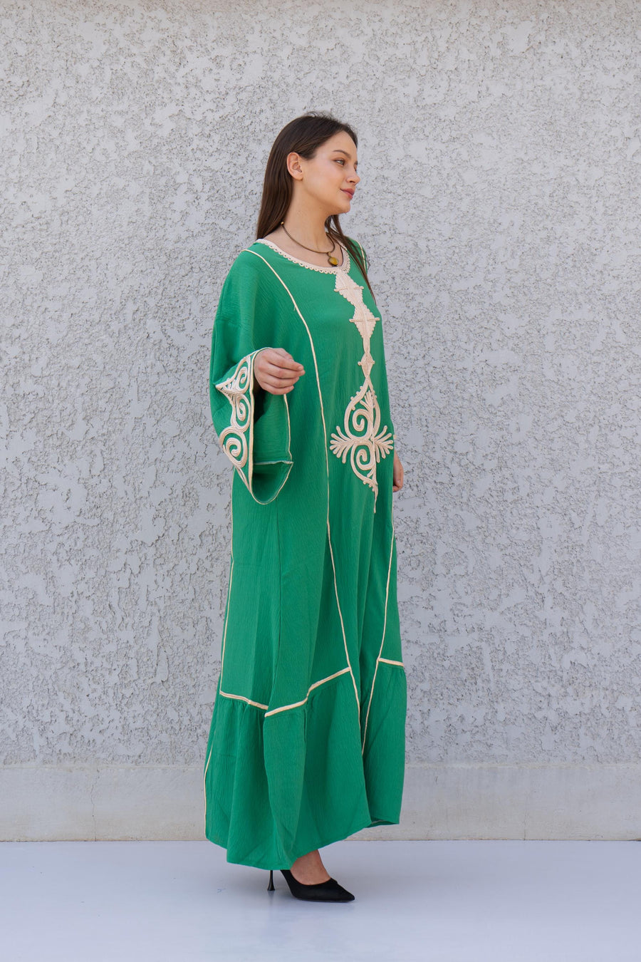 Hand embroidered Mint/Blue Kaftan maxi dress, Kaftan maxi, Cotton caftan women, caftan, Chic embroidered caftan, Egyptian cotton 10-23