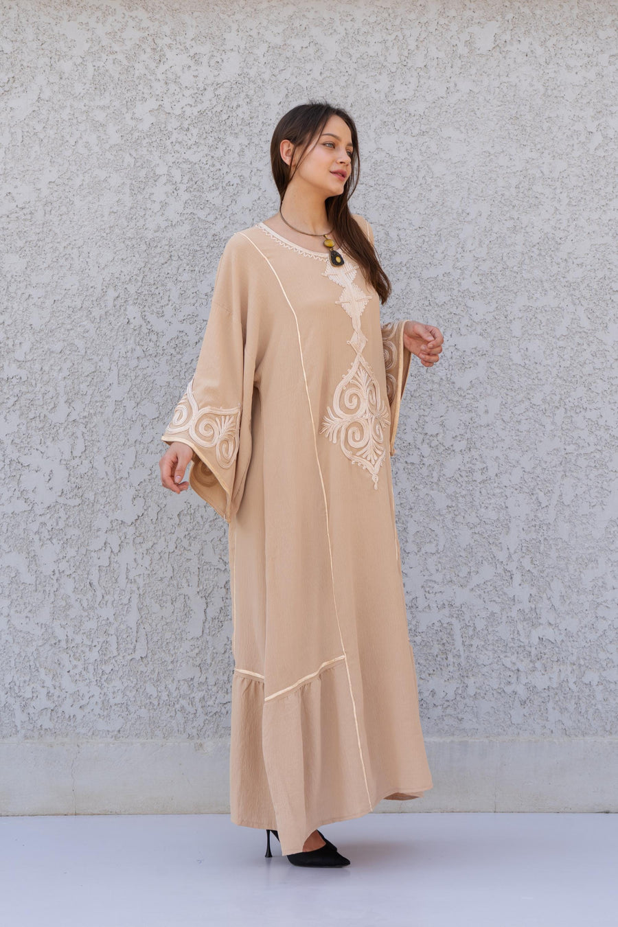 Hand embroidered Mint/Blue Kaftan maxi dress, Kaftan maxi, Cotton caftan women, caftan, Chic embroidered caftan, Egyptian cotton 10-23