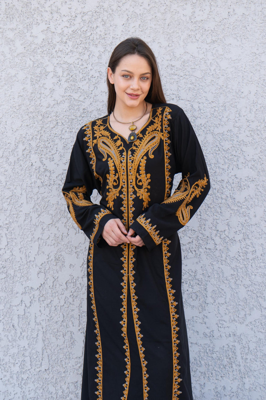 Beautiful white gold embroidered Kaftan maxi dress, Kaftan maxi, Cotton caftan women, caftan, Chic embroidered caftan, Egyptian cotton 04-24
