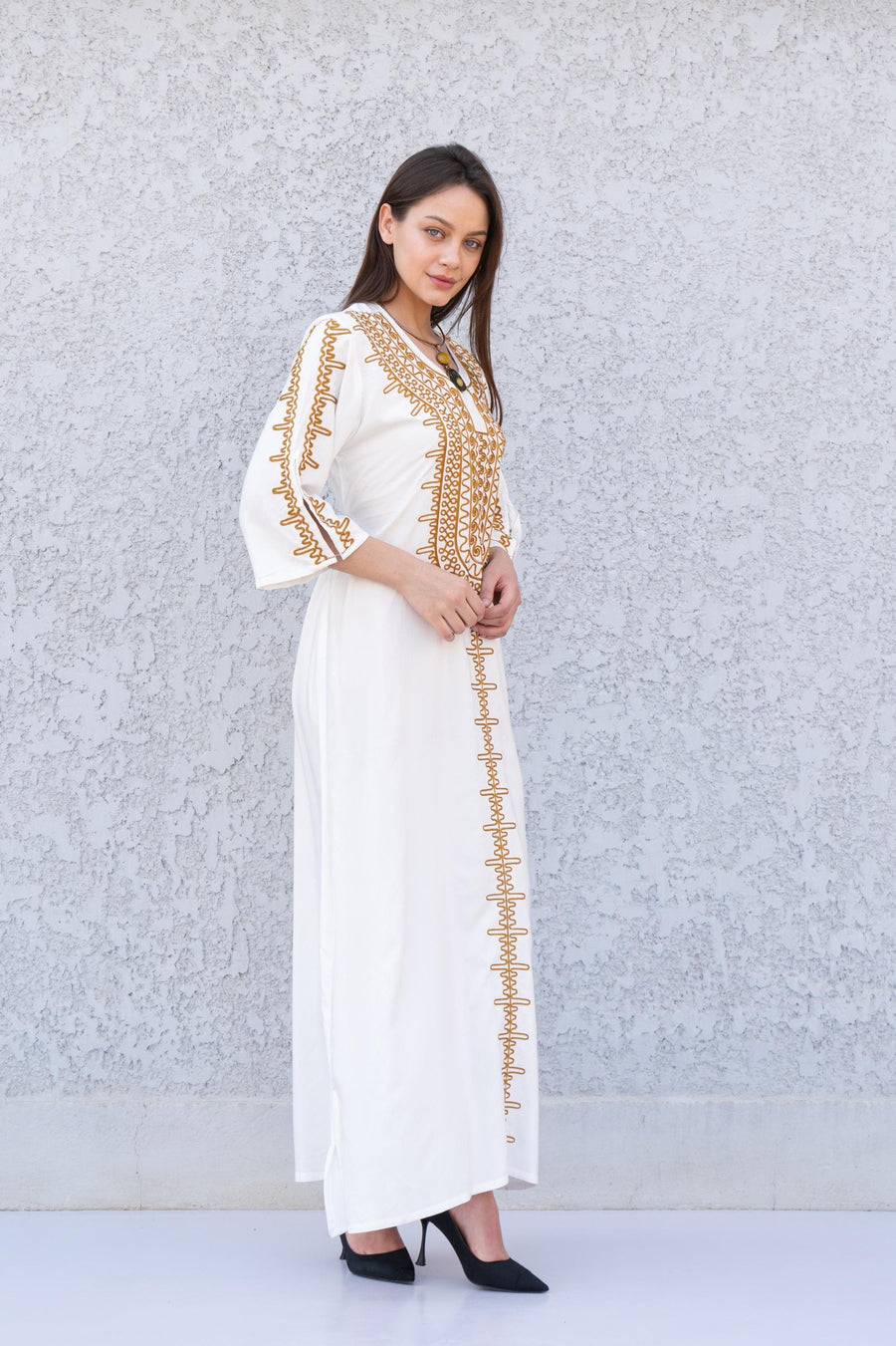 White embroidered Maxi dress, women's caftan, wedding dress, embroidered Caftan dress, Caftan maxi dress, Caftans for women, Caftans