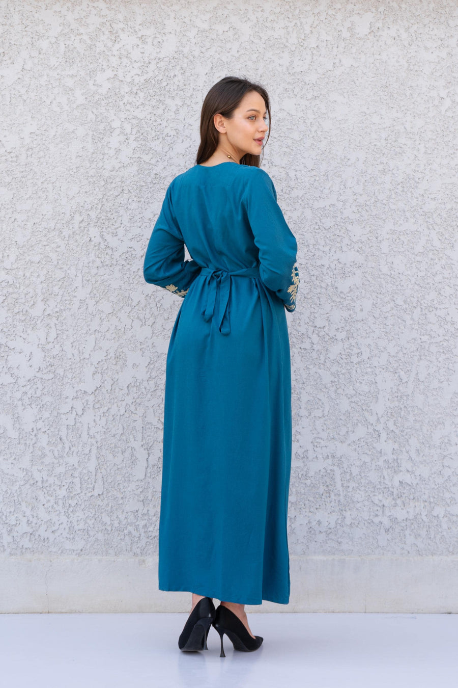 Blue embroidered Cotton caftan for women, embroidered women Kaftan, Caftan maxi dress, Caftans for women, cotton caftan, caftans