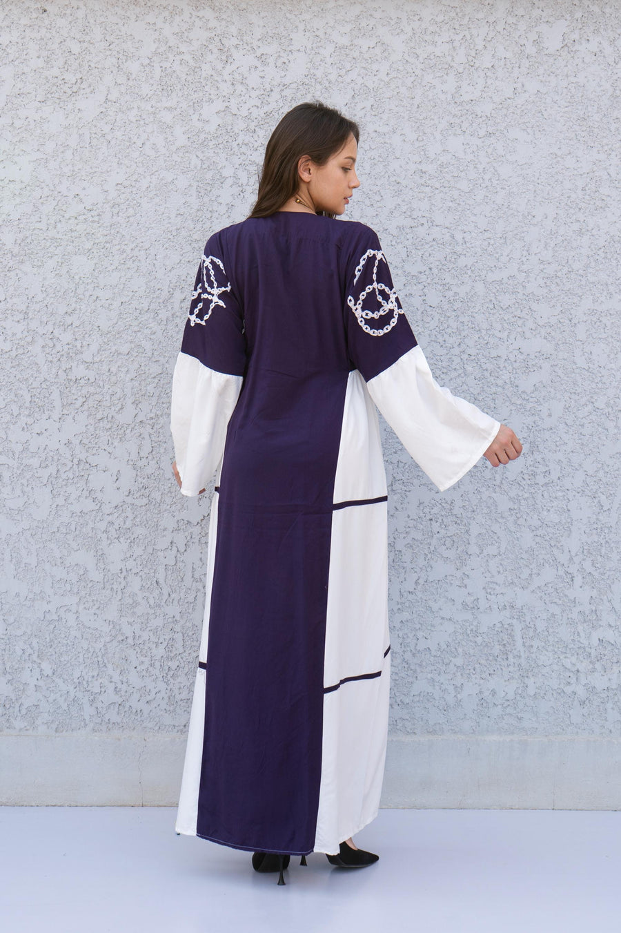 Classy Purple embroidered caftan maxi dress, Kaftan maxi dress, Cotton caftan women, caftan, Chic embroidered caftan, Egyptian cotton 07-24