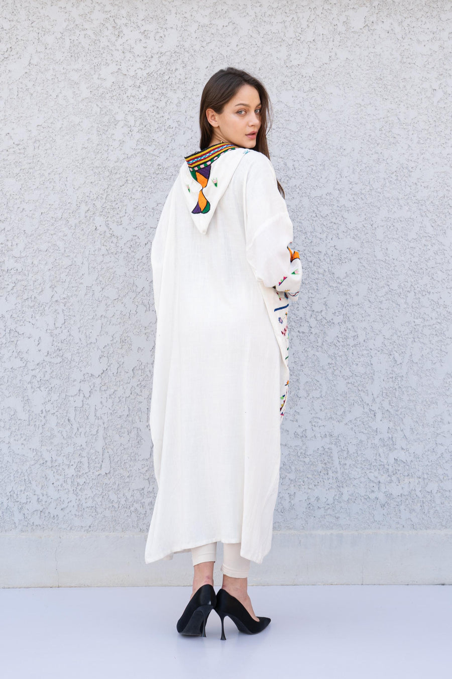 Siwa hand embroidered Line Kimono, Unique one of a kind Linen Kimono, Bohemian Kimono, Kimonos, Boho Kimono, Oversized cotton Kimono