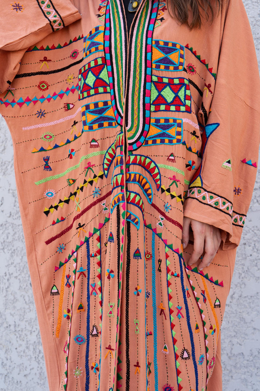 Siwa hand embroidered cotton Kimono, Unique one of a kind Cotton Kimono, Bohemian Kimono, Kimonos, Boho Kimono, Oversized cotton Kimono