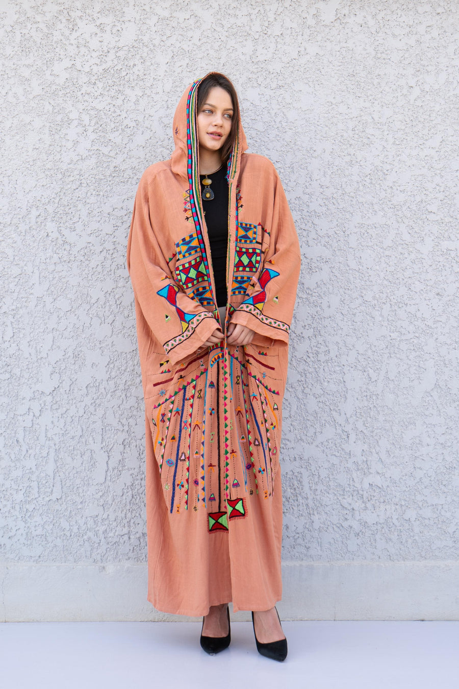 Siwa hand embroidered cotton Kimono, Unique one of a kind Cotton Kimono, Bohemian Kimono, Kimonos, Boho Kimono, Oversized cotton Kimono