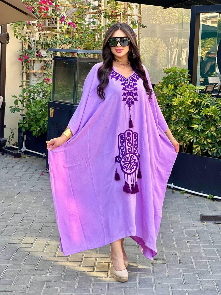 Elegant Off white butterfly Plus size Caftan for women, Loose fit Classy Crepe Caftan, Kaftan, Kaftans, Moroccan Caftan