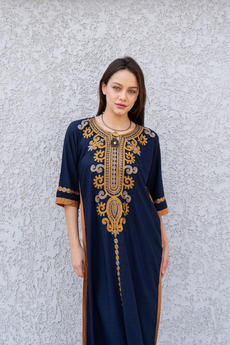 Colorful white cotton caftan, Short embroidered Cotton caftan dress, African women clothing, Bohemian maxi dress, Boho caftan, caftans