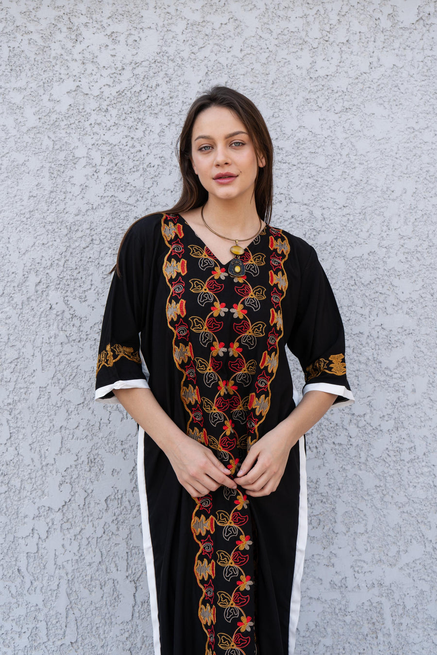 Colorful white cotton caftan, Short embroidered Cotton caftan dress, African women clothing, Bohemian maxi dress, Boho caftan, caftans