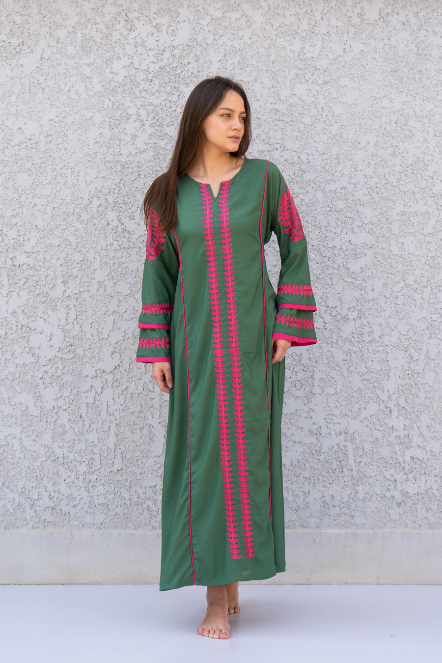 Elegant Royal blue embroidered kaftan dress, Cotton caftan women, Long sleeve caftan, Chic embroidered caftan, High quality Egyptian cotton