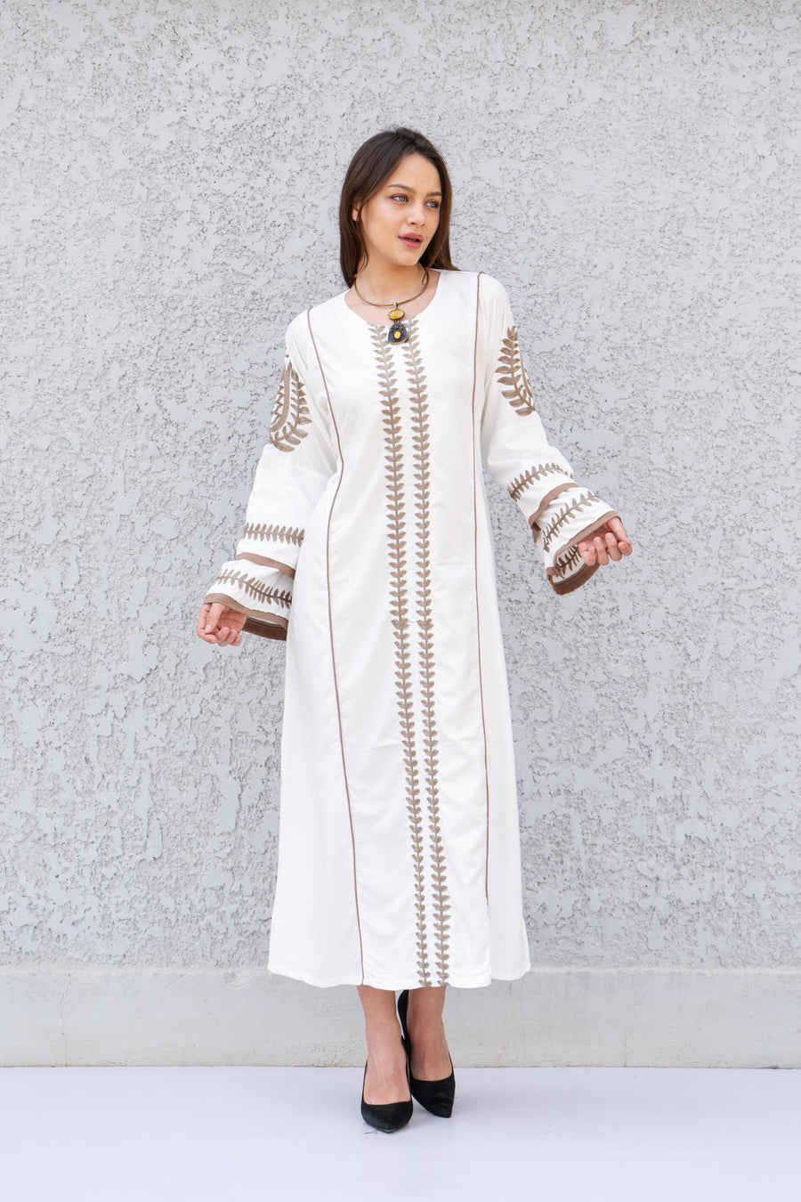 Elegant Royal blue embroidered kaftan dress, Cotton caftan women, Long sleeve caftan, Chic embroidered caftan, High quality Egyptian cotton