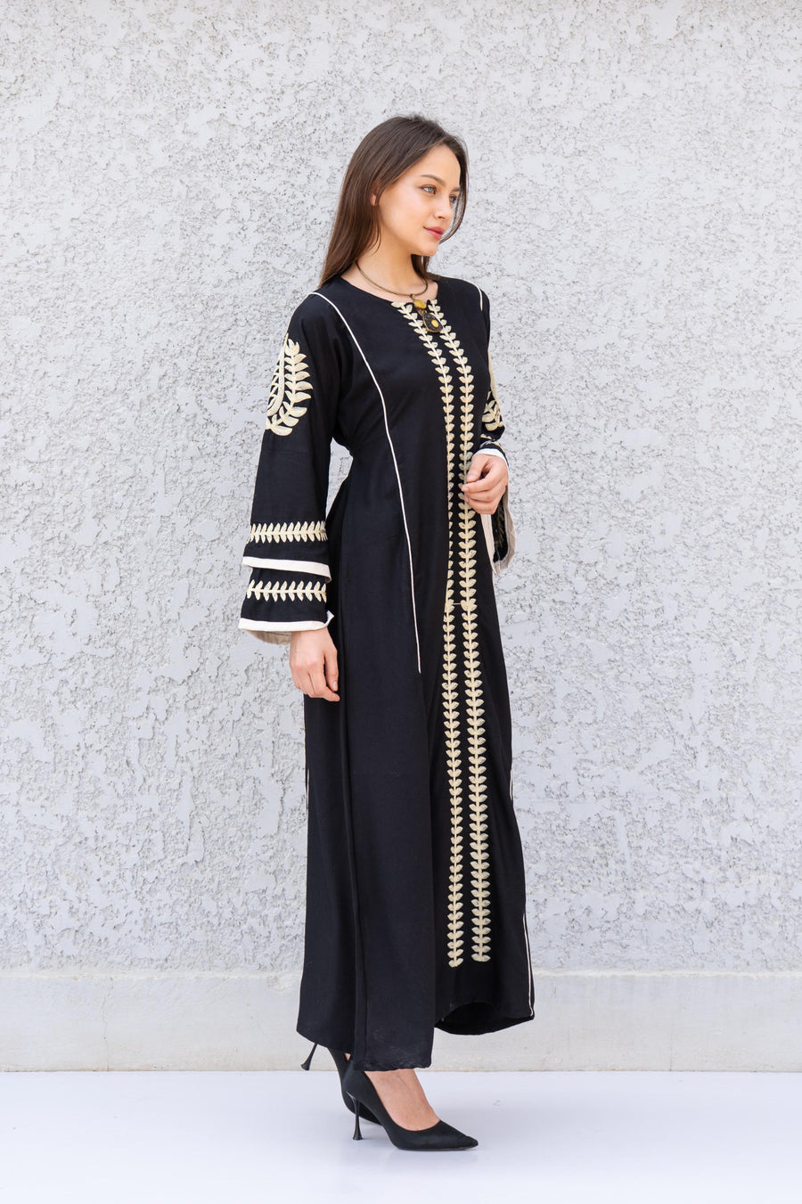 Elegant Royal blue embroidered kaftan dress, Cotton caftan women, Long sleeve caftan, Chic embroidered caftan, High quality Egyptian cotton