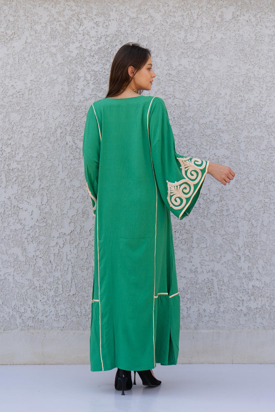 Hand embroidered Mint/Blue Kaftan maxi dress, Kaftan maxi, Cotton caftan women, caftan, Chic embroidered caftan, Egyptian cotton 10-23