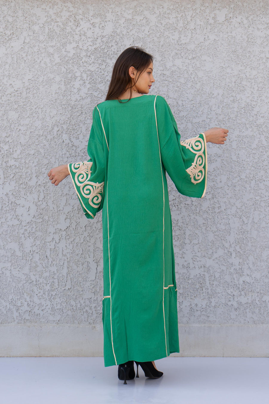 Hand embroidered Mint/Blue Kaftan maxi dress, Kaftan maxi, Cotton caftan women, caftan, Chic embroidered caftan, Egyptian cotton 10-23