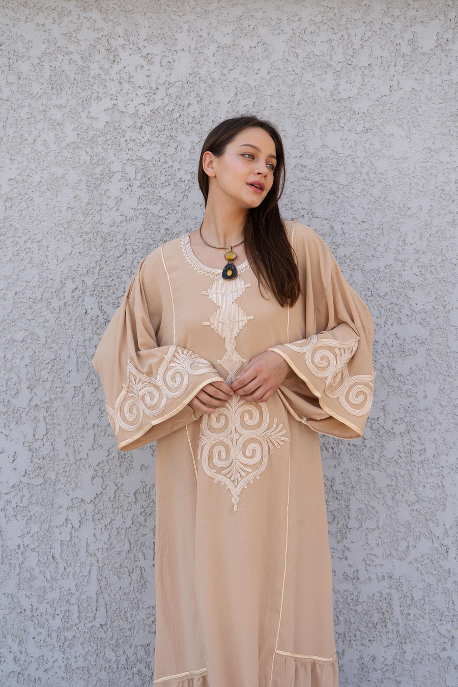 Hand embroidered Mint/Blue Kaftan maxi dress, Kaftan maxi, Cotton caftan women, caftan, Chic embroidered caftan, Egyptian cotton 10-23