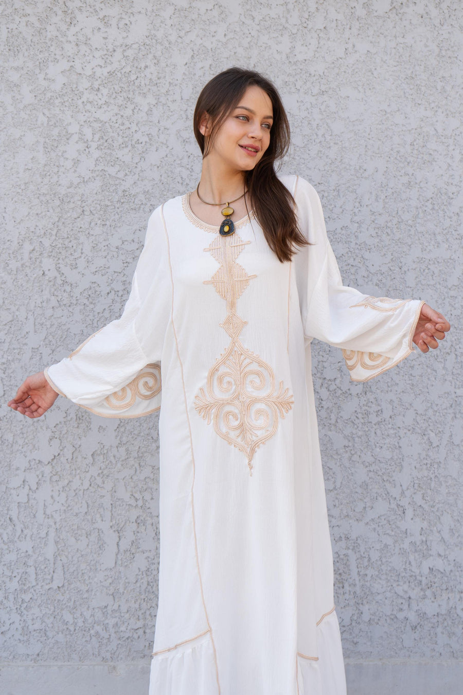 Hand embroidered Mint/Blue Kaftan maxi dress, Kaftan maxi, Cotton caftan women, caftan, Chic embroidered caftan, Egyptian cotton 10-23