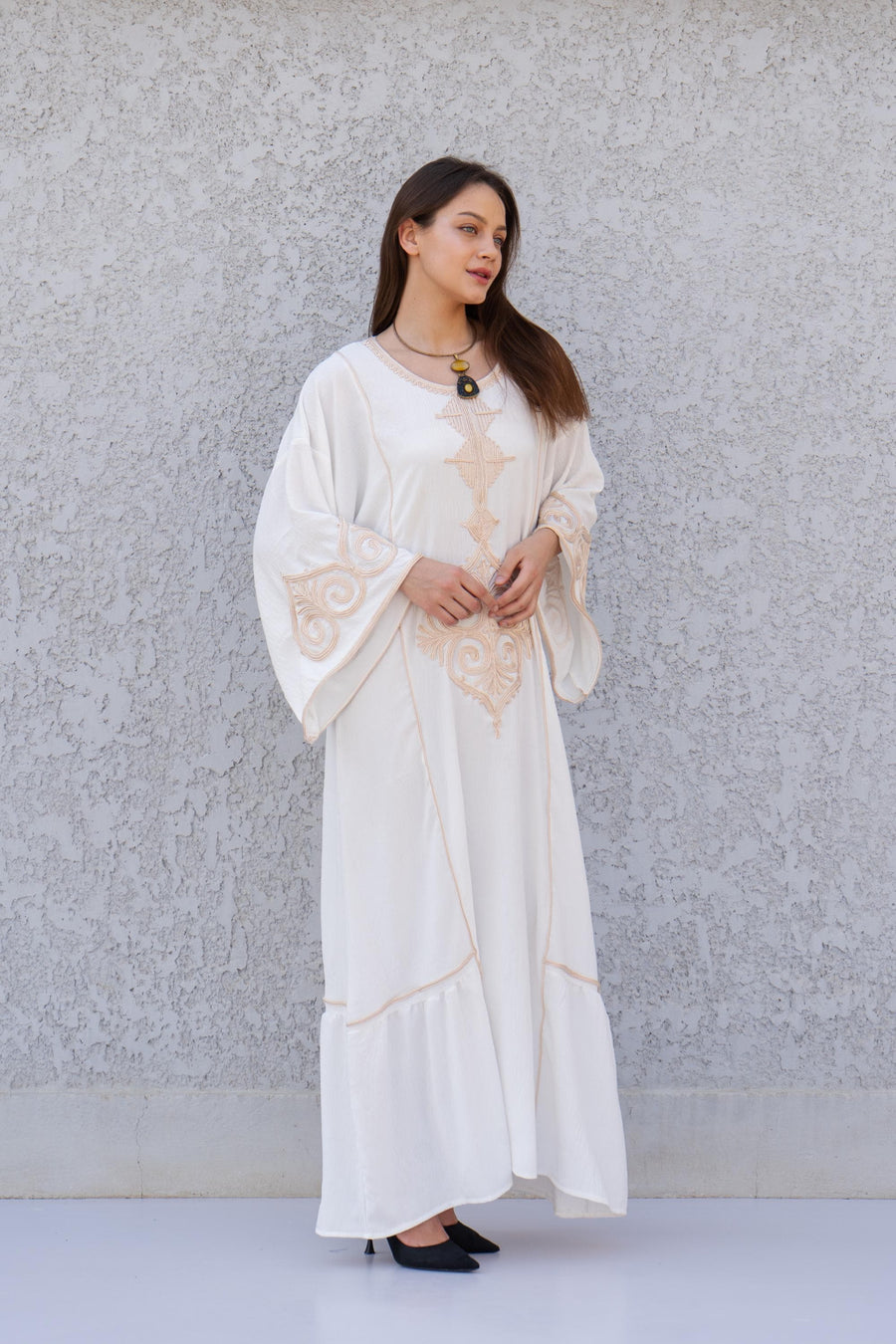 Hand embroidered Mint/Blue Kaftan maxi dress, Kaftan maxi, Cotton caftan women, caftan, Chic embroidered caftan, Egyptian cotton 10-23