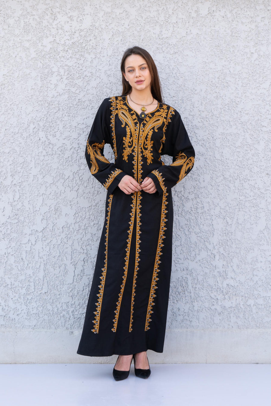 Beautiful white gold embroidered Kaftan maxi dress, Kaftan maxi, Cotton caftan women, caftan, Chic embroidered caftan, Egyptian cotton 04-24