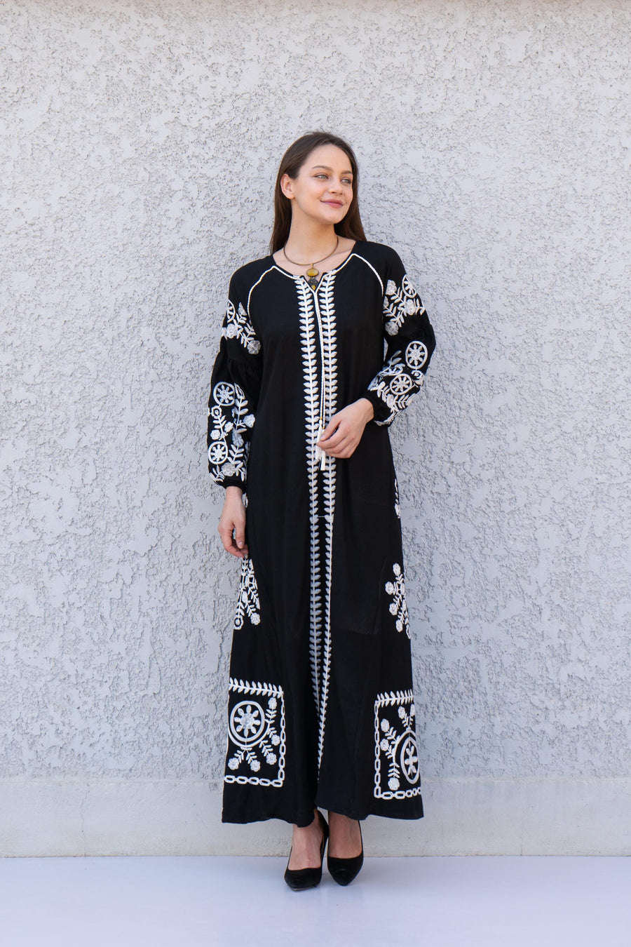 Beautiful Navy blue embroidered Caftan, summer women's caftan, embroidered Caftan dress, Caftan maxi dress, Caftans for women, Caftans