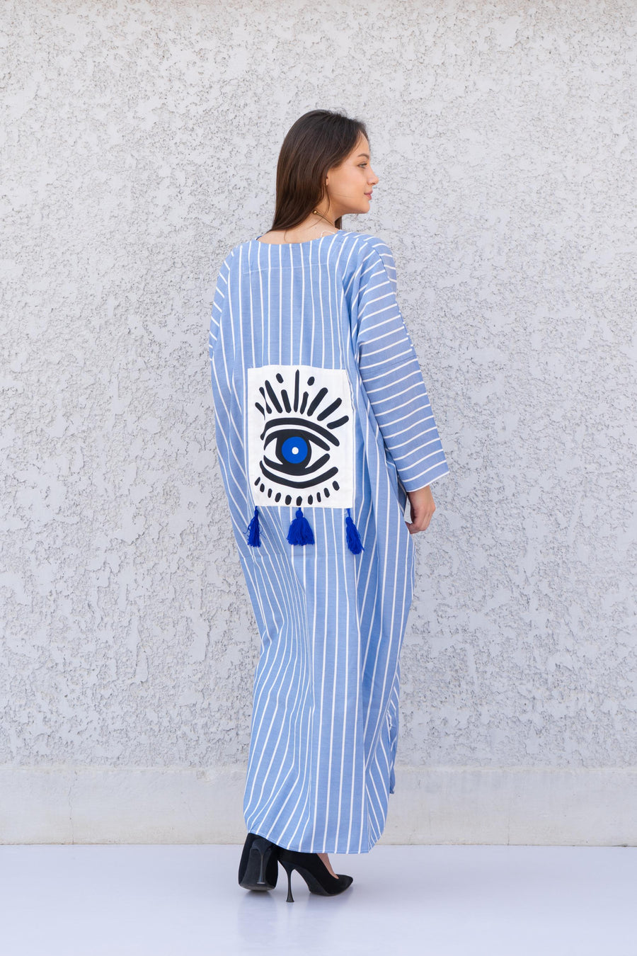 Comfortable evil eye blue caftan, chic caftans for women, Summer Kaftan, Summer kaftan, Caftans for women, caftan, kaftan