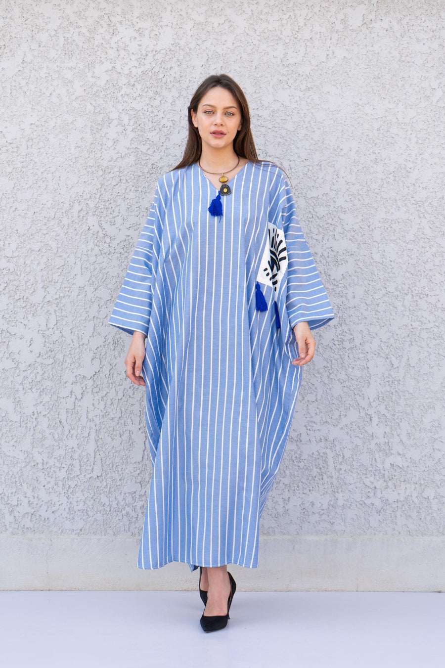 Comfortable evil eye blue caftan, chic caftans for women, Summer Kaftan, Summer kaftan, Caftans for women, caftan, kaftan