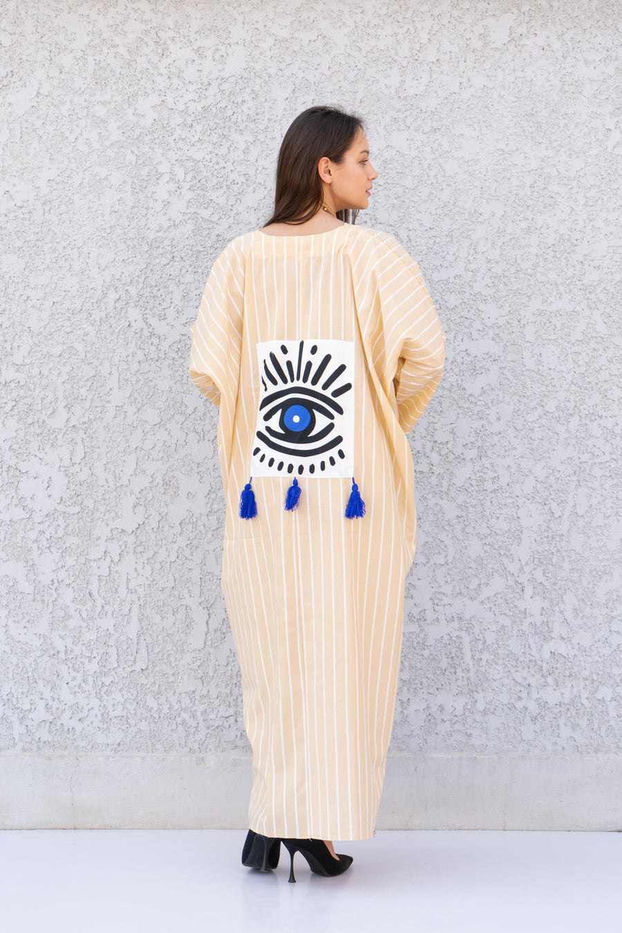 Sequin greek eye Beige linen/poly caftan, chic caftans for women, Summer Kaftan, Summer kaftan, Caftans for women, caftan, kaftan