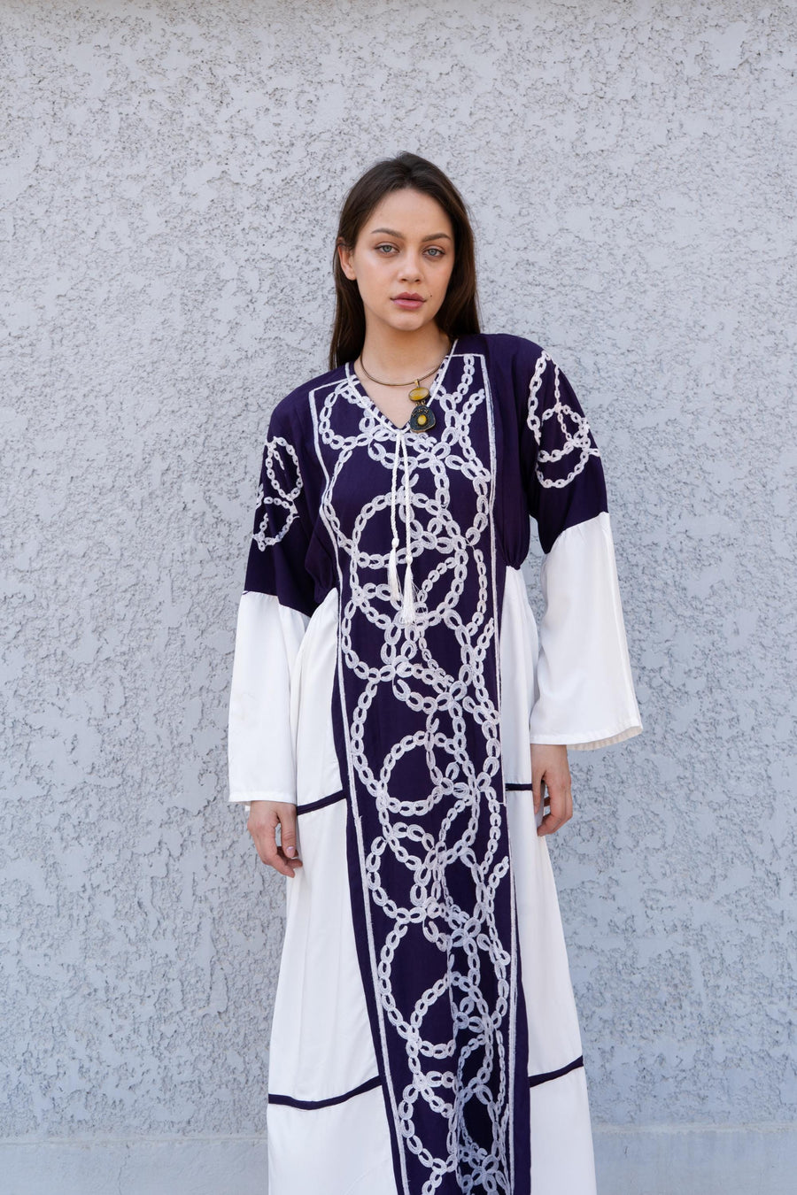 Classy Purple embroidered caftan maxi dress, Kaftan maxi dress, Cotton caftan women, caftan, Chic embroidered caftan, Egyptian cotton 07-24