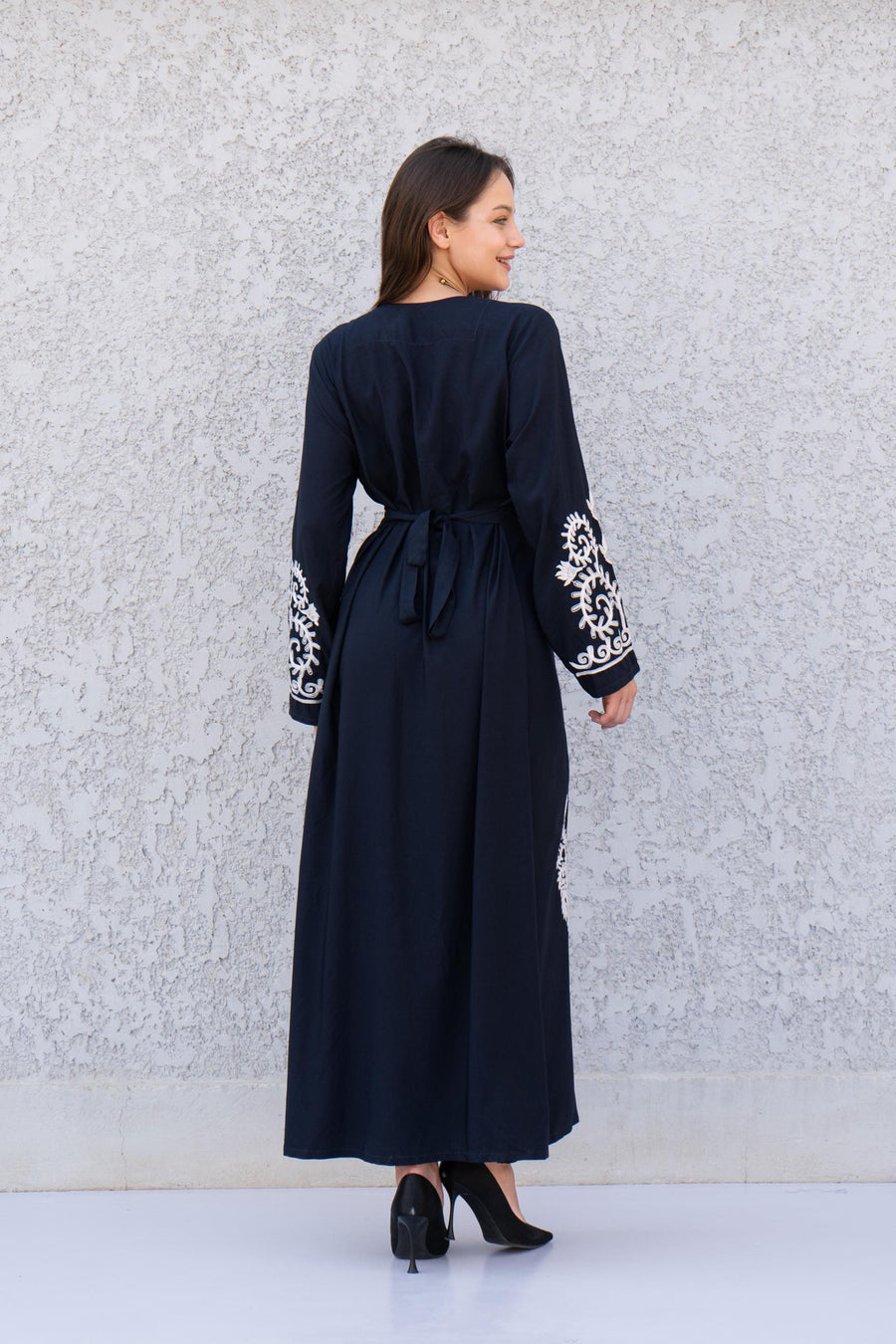 Navy Blue embroidered Cotton caftan for women, embroidered women Kaftan, Caftan maxi dress, Caftans for women, cotton caftan, caftans