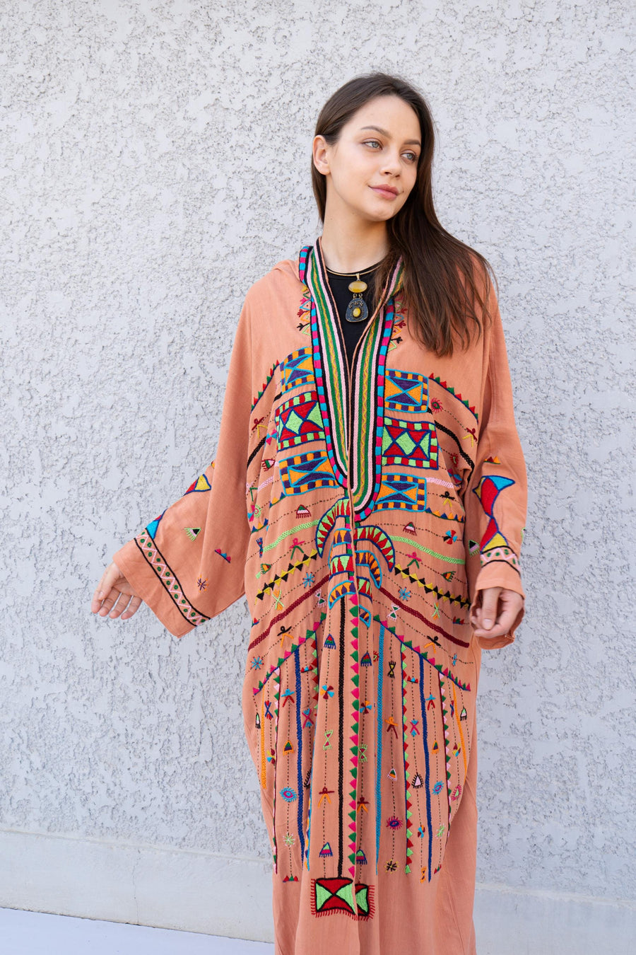 Siwa hand embroidered cotton Kimono, Unique one of a kind Cotton Kimono, Bohemian Kimono, Kimonos, Boho Kimono, Oversized cotton Kimono
