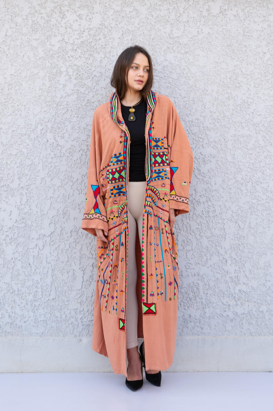 Siwa hand embroidered cotton Kimono, Unique one of a kind Cotton Kimono, Bohemian Kimono, Kimonos, Boho Kimono, Oversized cotton Kimono