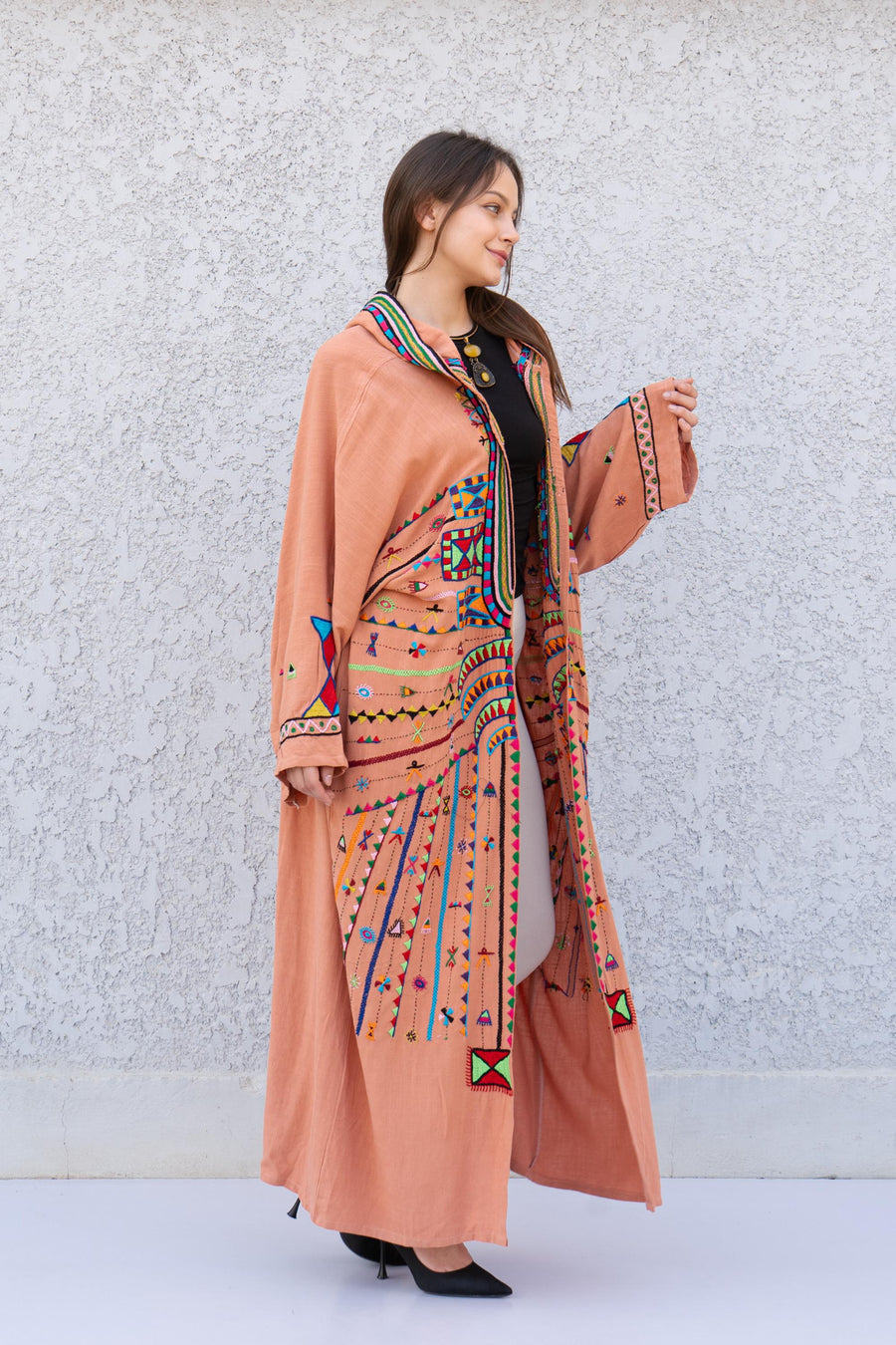 Siwa hand embroidered cotton Kimono, Unique one of a kind Cotton Kimono, Bohemian Kimono, Kimonos, Boho Kimono, Oversized cotton Kimono