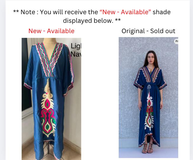 Navy Blue Hand Embroidered kaftan dress, cotton Kaftan dress, embroidered kaftan, women kaftans, caftans for women, caftans, summer kaftans