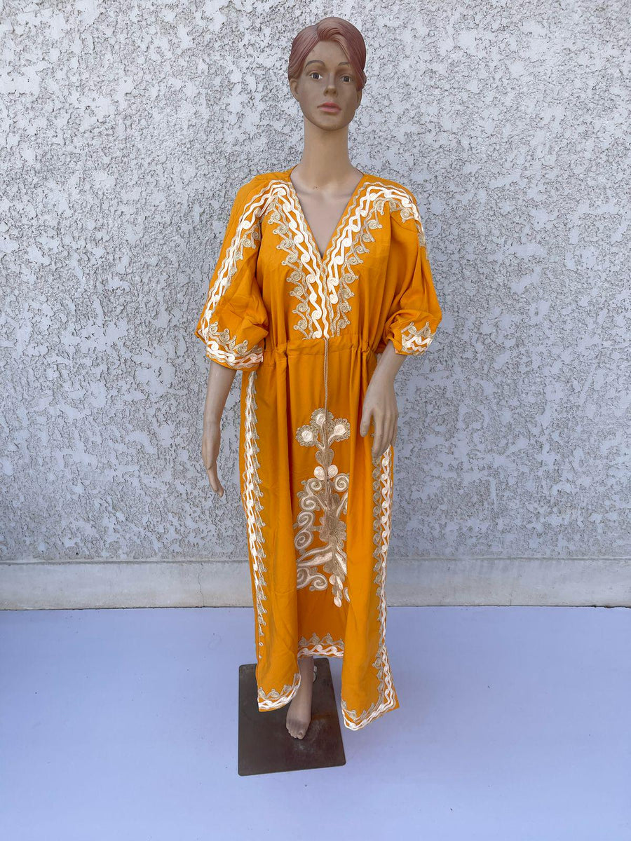 Black Hand Embroidered kaftan dress, cotton Kaftan dress, embroidered kaftan, women kaftans, caftans for women, caftans, summer kaftans