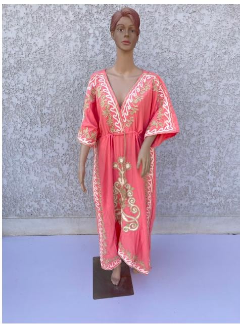 cas Hand Embroidered kaftan dress, cotton Kaftan dress, embroidered kaftan, women kaftans, caftans for women, caftans, summer kaftans