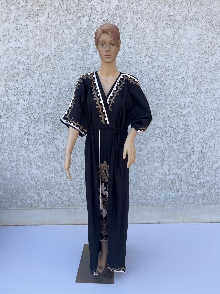 bla Hand Embroidered kaftan dress, cotton Kaftan dress, embroidered kaftan, women kaftans, caftans for women, caftans, summer kaftans