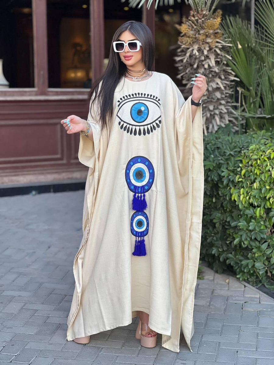 Elegant beig butterfly Plus size Caftan for women, Loose fit Classy Crepe Caftan, Kaftan, Kaftans, Moroccan Caftan