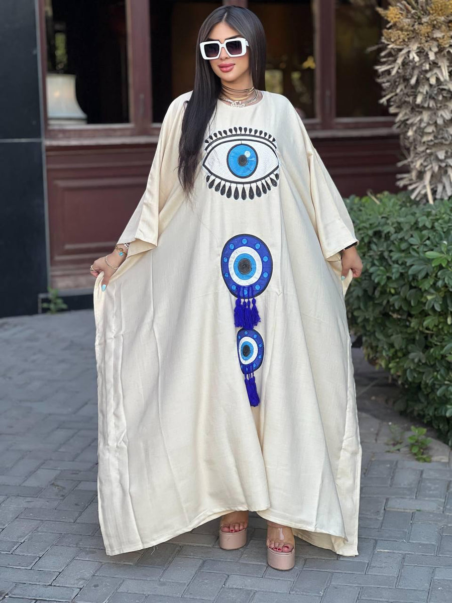 Elegant beig butterfly Plus size Caftan for women, Loose fit Classy Crepe Caftan, Kaftan, Kaftans, Moroccan Caftan