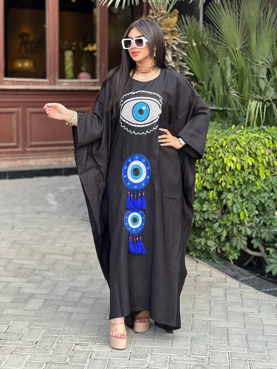 Elegant bla butterfly Plus size Caftan for women, Loose fit Classy Crepe Caftan, Kaftan, Kaftans, Moroccan Caftan