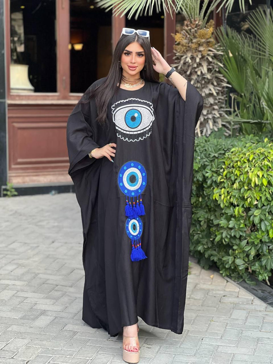Elegant bla butterfly Plus size Caftan for women, Loose fit Classy Crepe Caftan, Kaftan, Kaftans, Moroccan Caftan