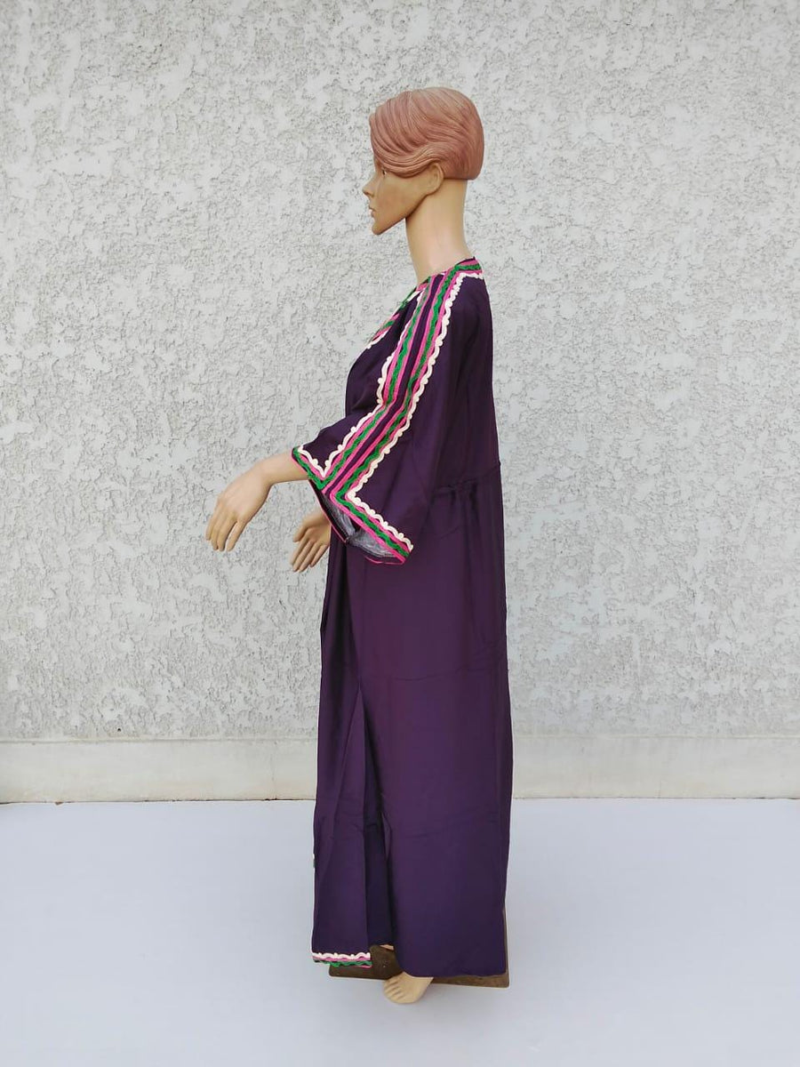 Purple Hand Embroidered kaftan dress, cotton Kaftan dress, embroidered kaftan, women kaftans, caftans for women, caftans, summer kaftans