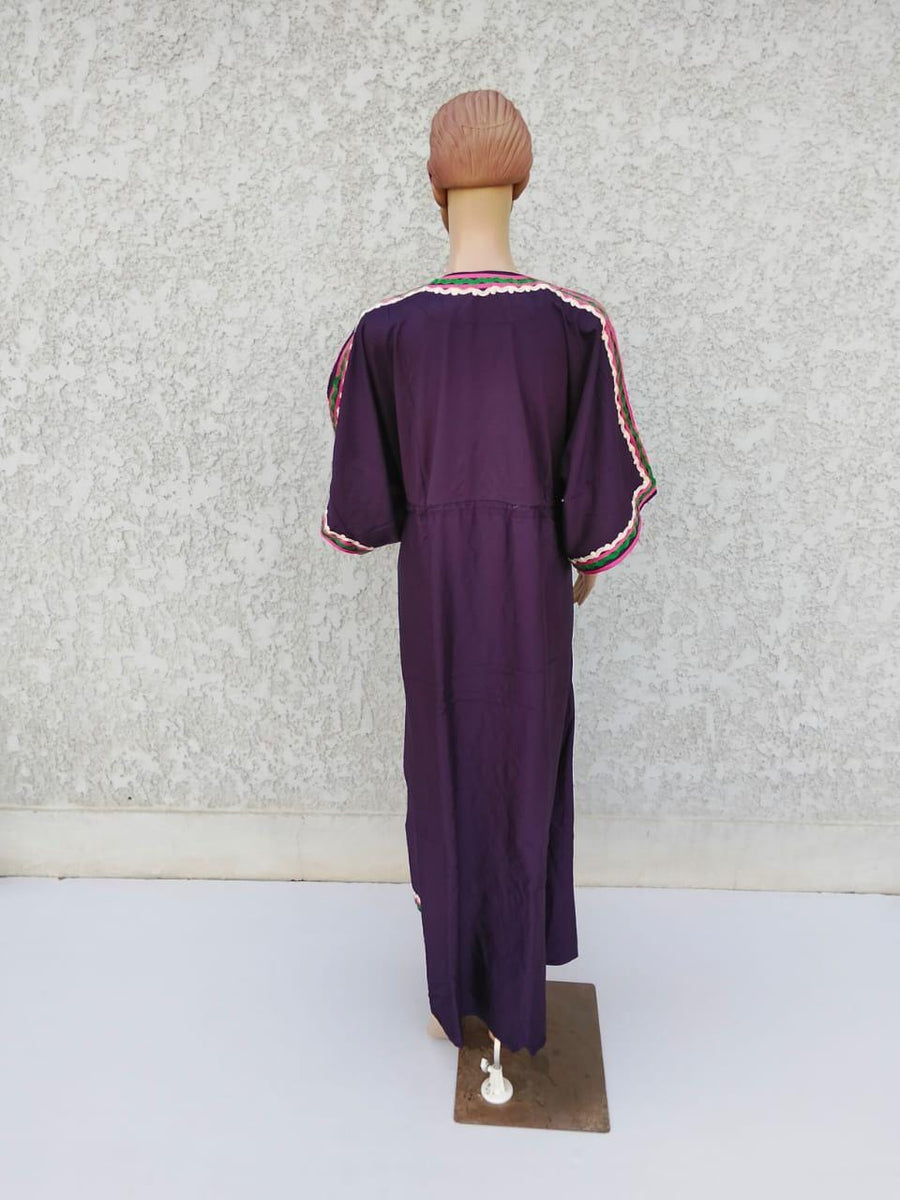 Purple Hand Embroidered kaftan dress, cotton Kaftan dress, embroidered kaftan, women kaftans, caftans for women, caftans, summer kaftans
