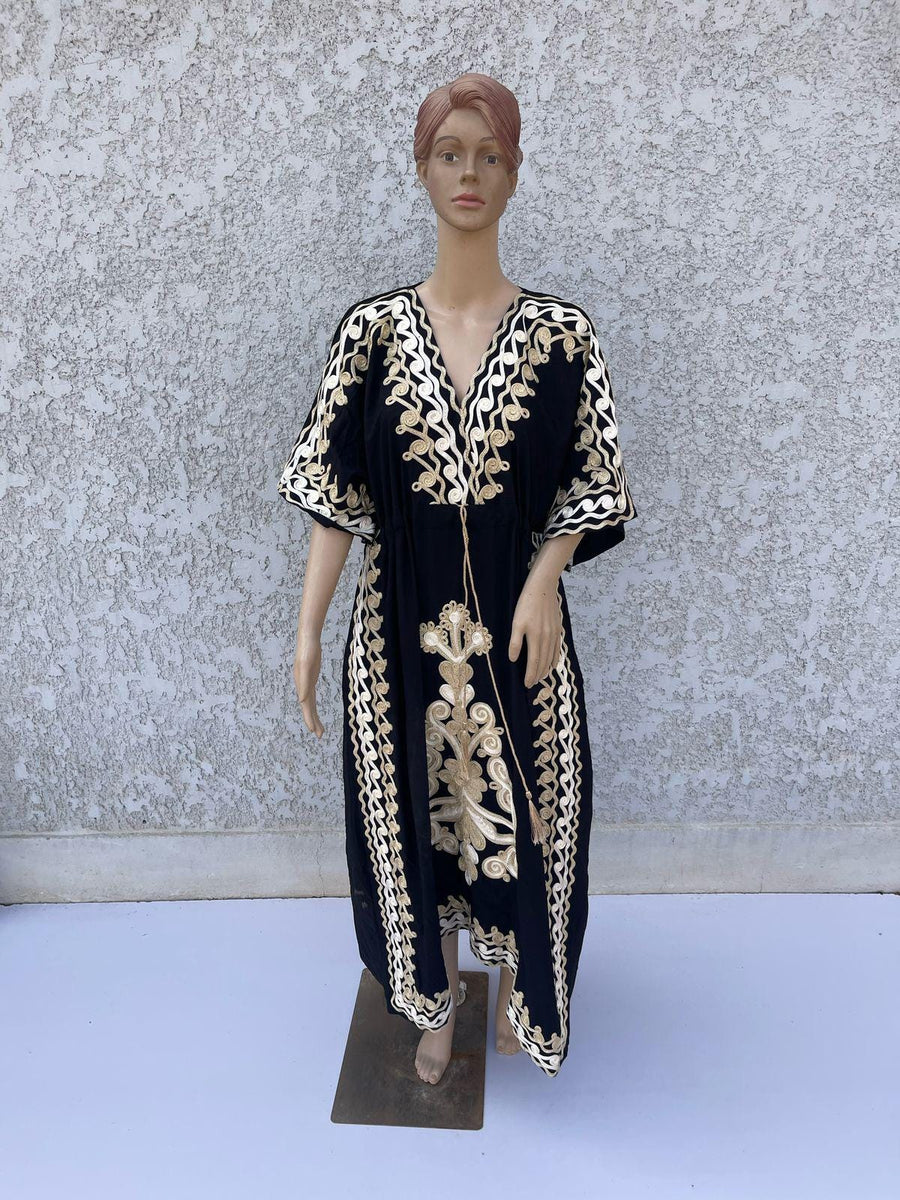 BLA Hand Embroidered kaftan dress, cotton Kaftan dress, embroidered kaftan, women kaftans, caftans for women, caftans, summer kaftans
