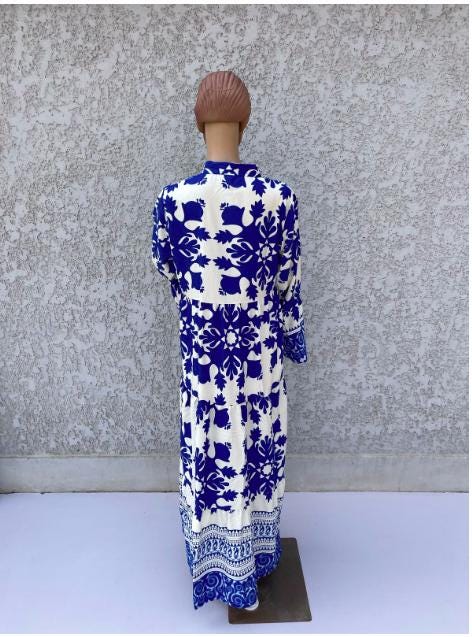 azr Navy Blue Flared sleeves print Summer Kaftan, Caftan, caftans for women, Boho Kaftan dress, Caftans for women, summer kaftans, women