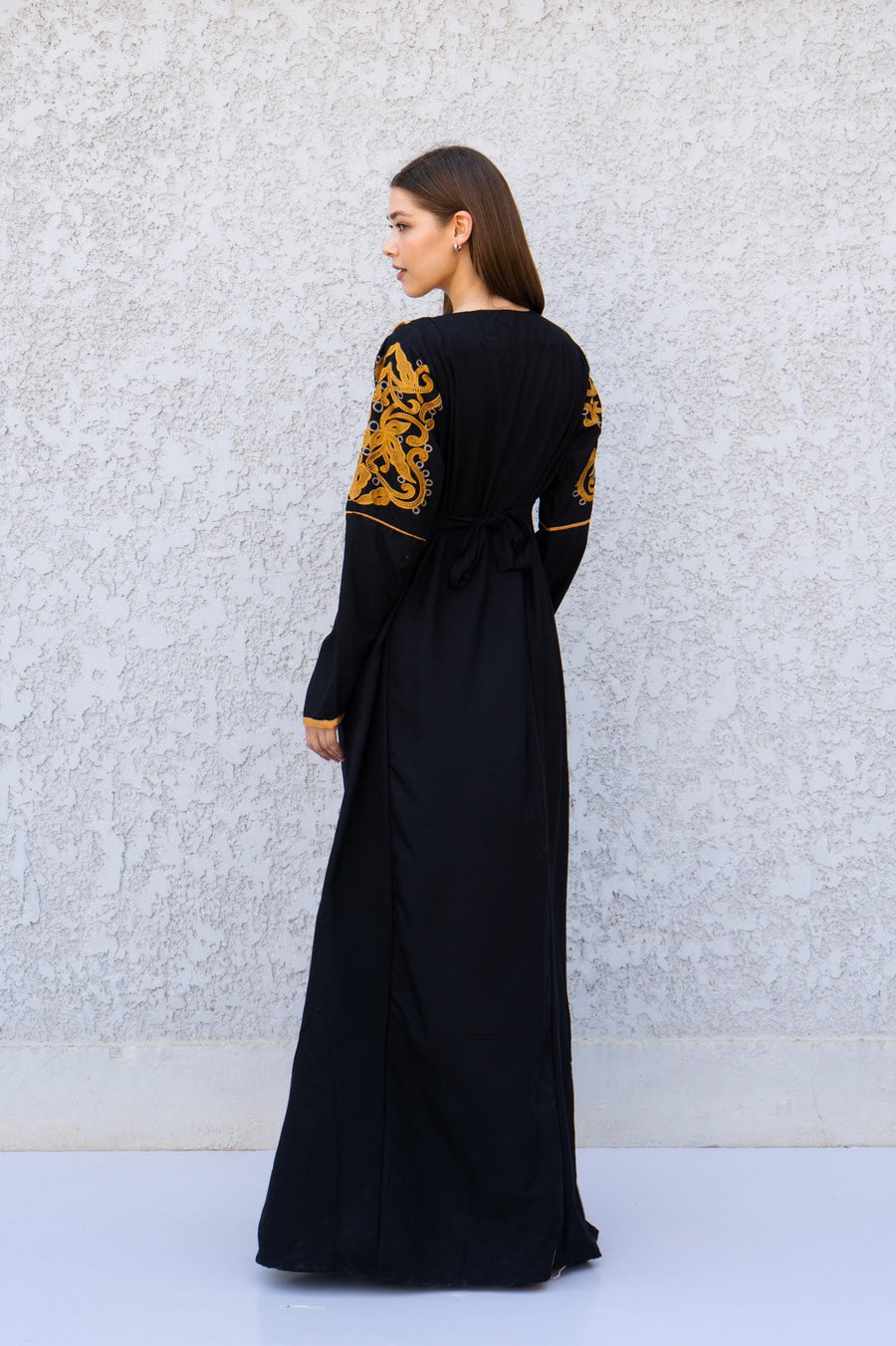 Stunning Black Embroidered Kaftan Maxi Dress – Long Sleeve Caftan for Women – Modest Moroccan Style Dress – Traditional Boho Caftans