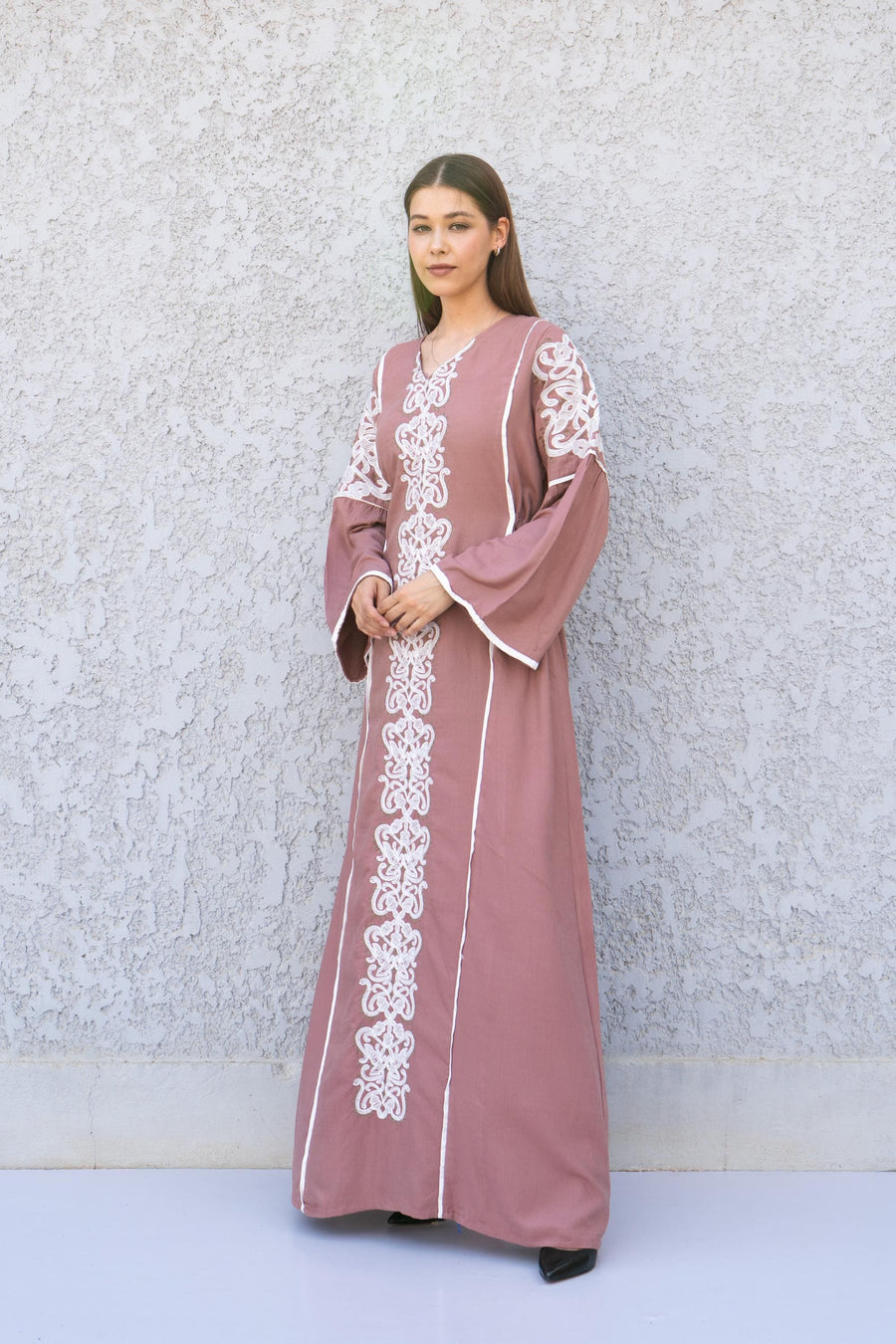 Cashmere Linen Kaftan Maxi Dress – Embroidered Caftan for Women – Boho Long Sleeve Caftan – Moroccan Style Dress – Summer Caftans