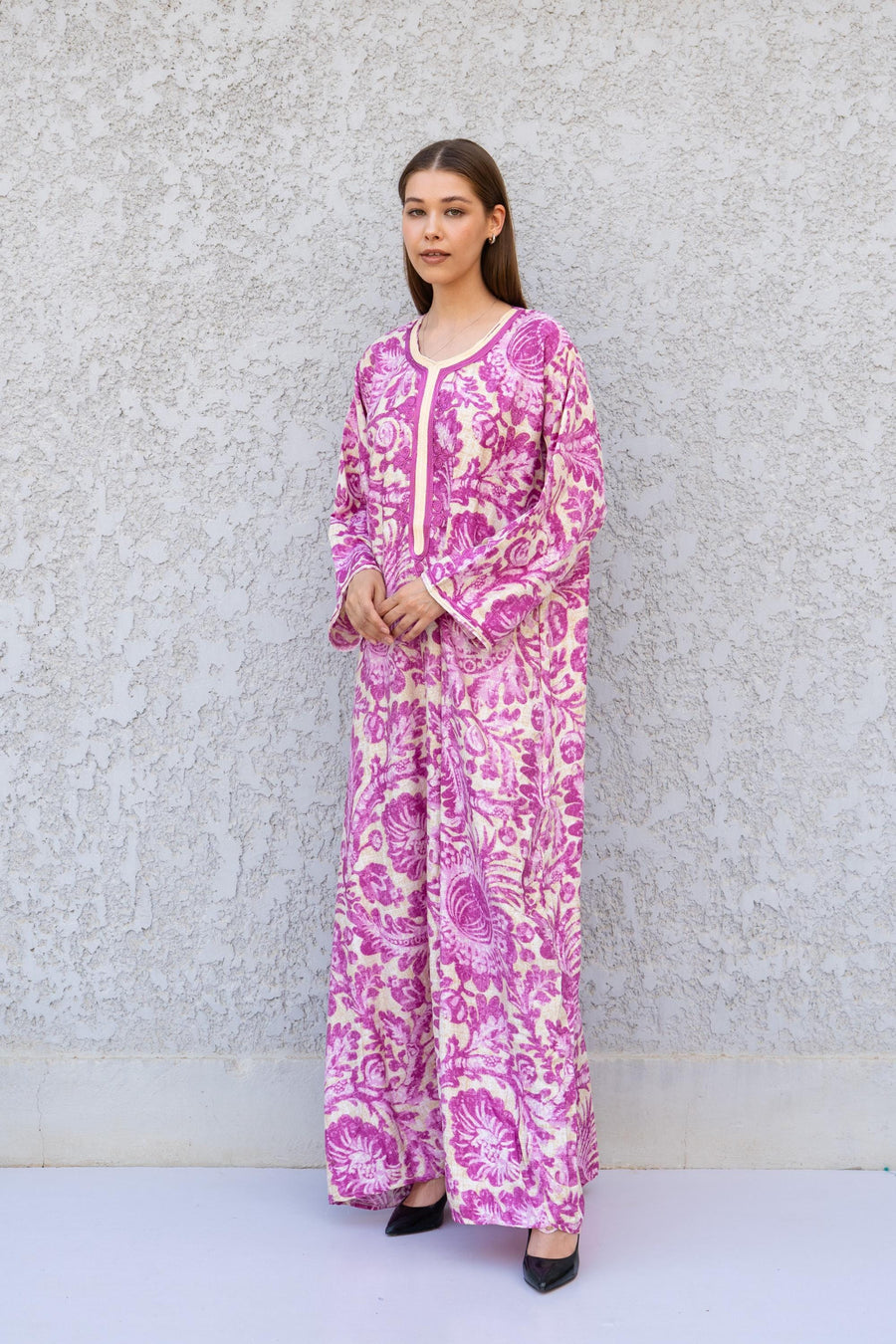 Chic Bambi print Summer embroidered Kaftan, Caftan, caftans for women, Boho Kaftan dress, Caftans for women, summer kaftans, women
