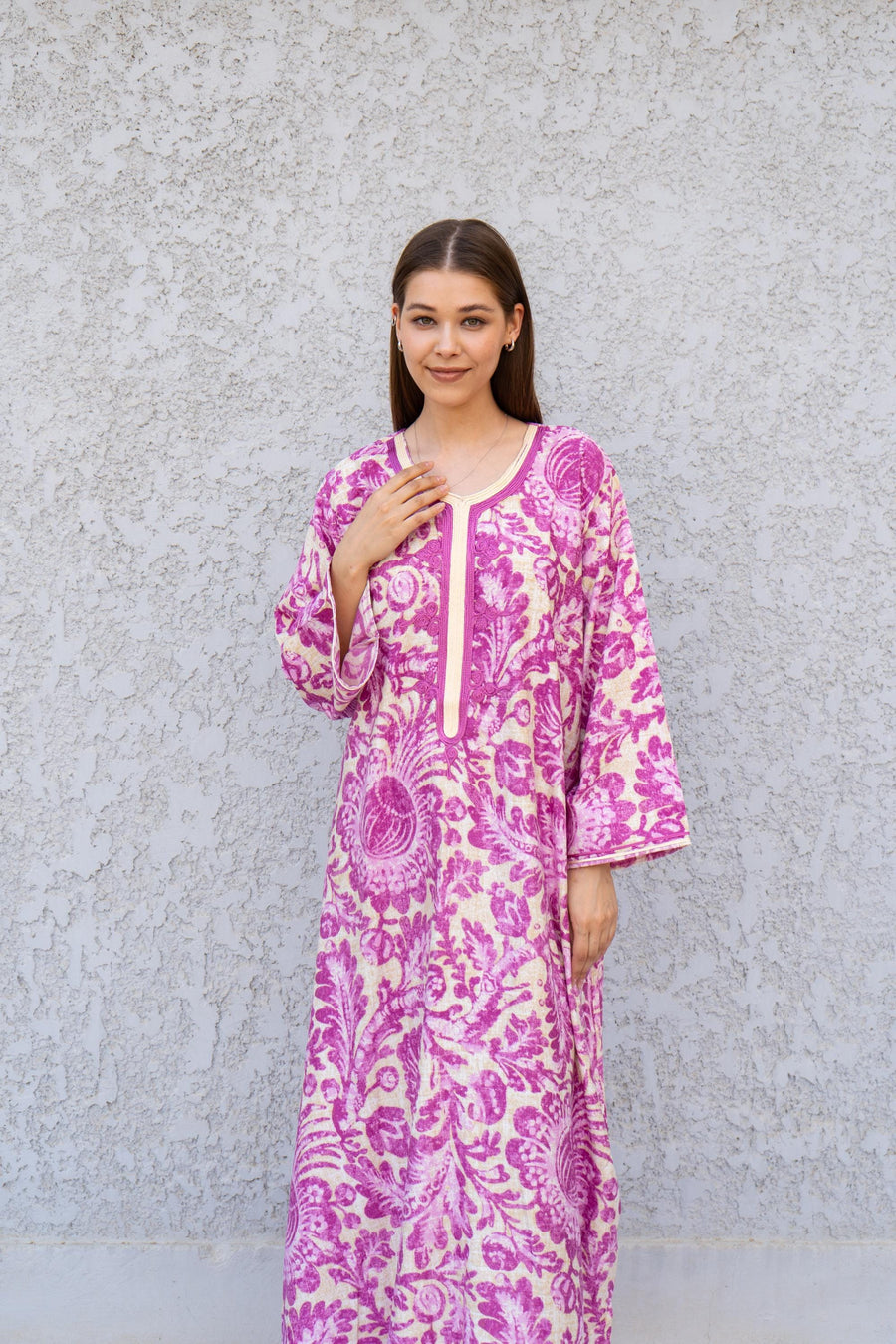 Chic Bambi print Summer embroidered Kaftan, Caftan, caftans for women, Boho Kaftan dress, Caftans for women, summer kaftans, women