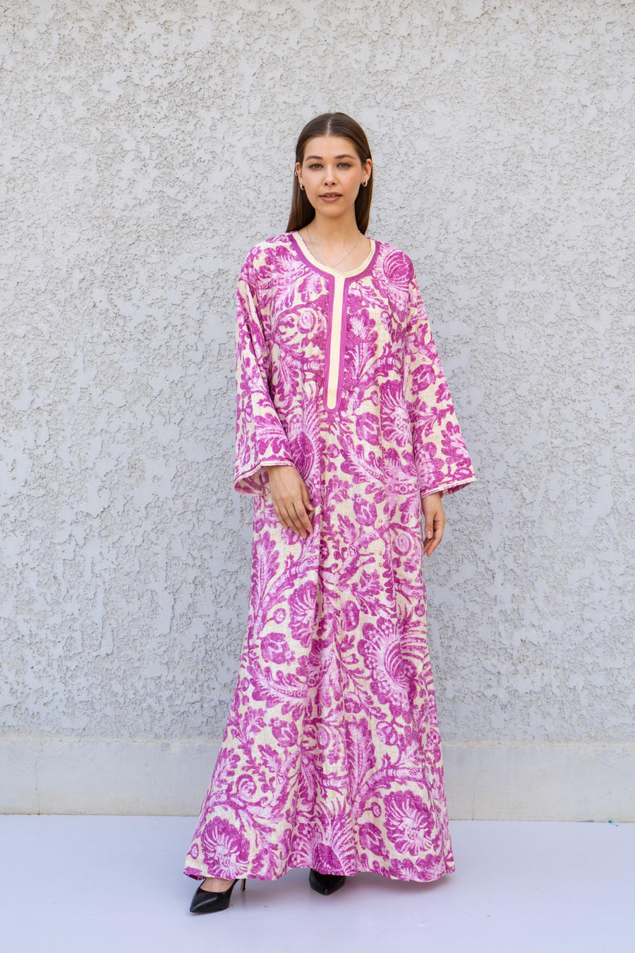 Chic Bambi print Summer embroidered Kaftan, Caftan, caftans for women, Boho Kaftan dress, Caftans for women, summer kaftans, women