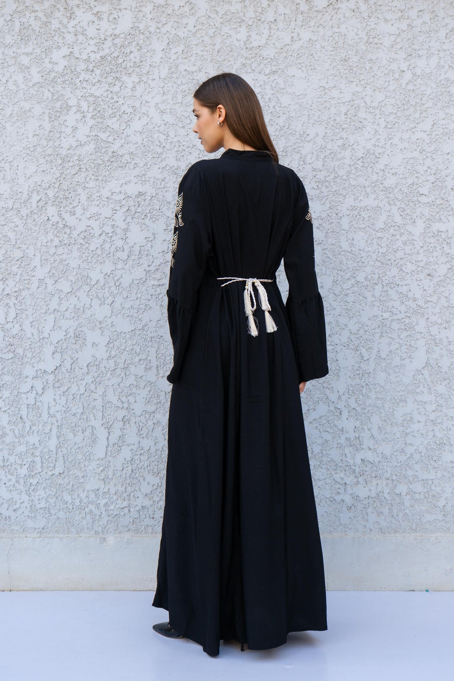 Black Embroidered Caftan for women, Kaftan maxi, Cotton blend caftan women, caftan, Chic embroidered caftan, Wedding Kaftan