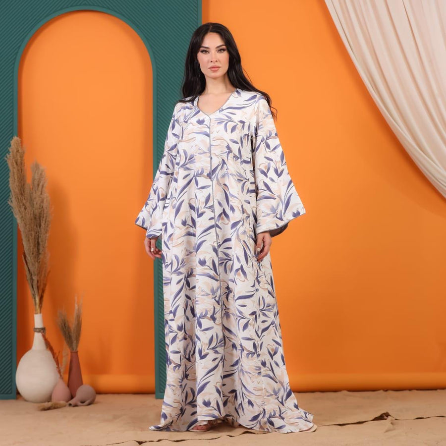 Chic BLU print Summer embroidered Kaftan, Caftan, caftans for women, Boho Kaftan dress, Caftans for women, summer kaftans, women