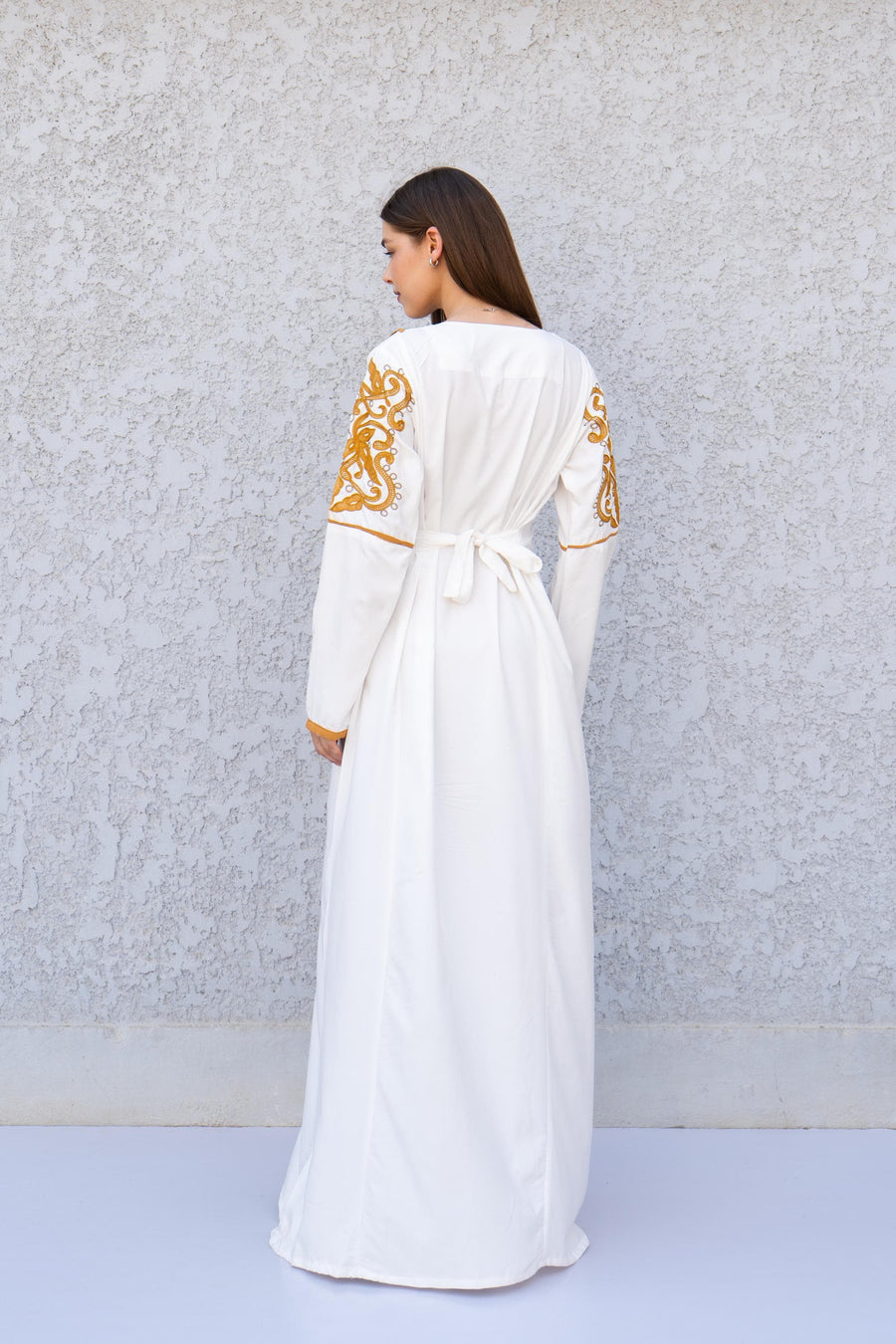Stunning White Embroidered Kaftan Maxi Dress – Long Sleeve Caftan for Women – Modest Moroccan Style Dress – Traditional Boho Caftans